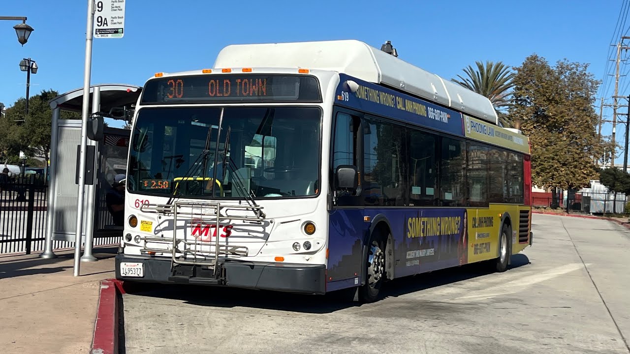 ⁴ᴷ⁶⁰ San Diego MTS 2011 New Flyer C40LFR #619 on Route 9 - YouTube