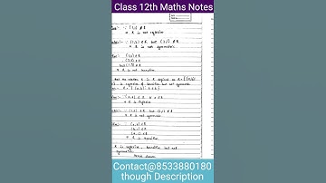 Relations and Functions Handwritten notes pdf NCERT solution Ch-1 class 12 maths with examples| note