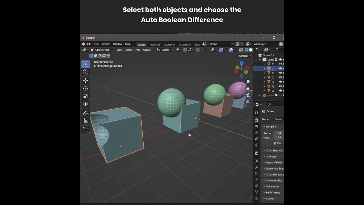 How to use the boolean tool in blender 3 5 blender basics shorts