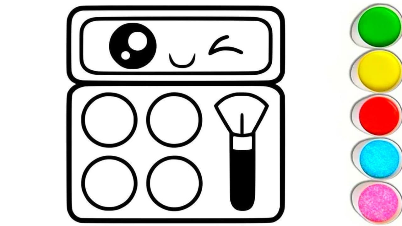Eyeshadow palette Drawing, makeup kit Drawing,  How to Draw makeup set for beginners 