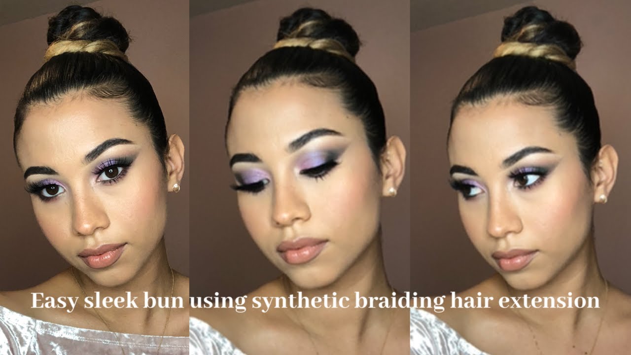 Easy Sleek Bun Using Braided Hair Extension ( For Short Or Medium