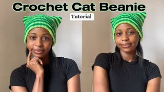 Crochet Cat Beanie Tutorial || Quick and Easy