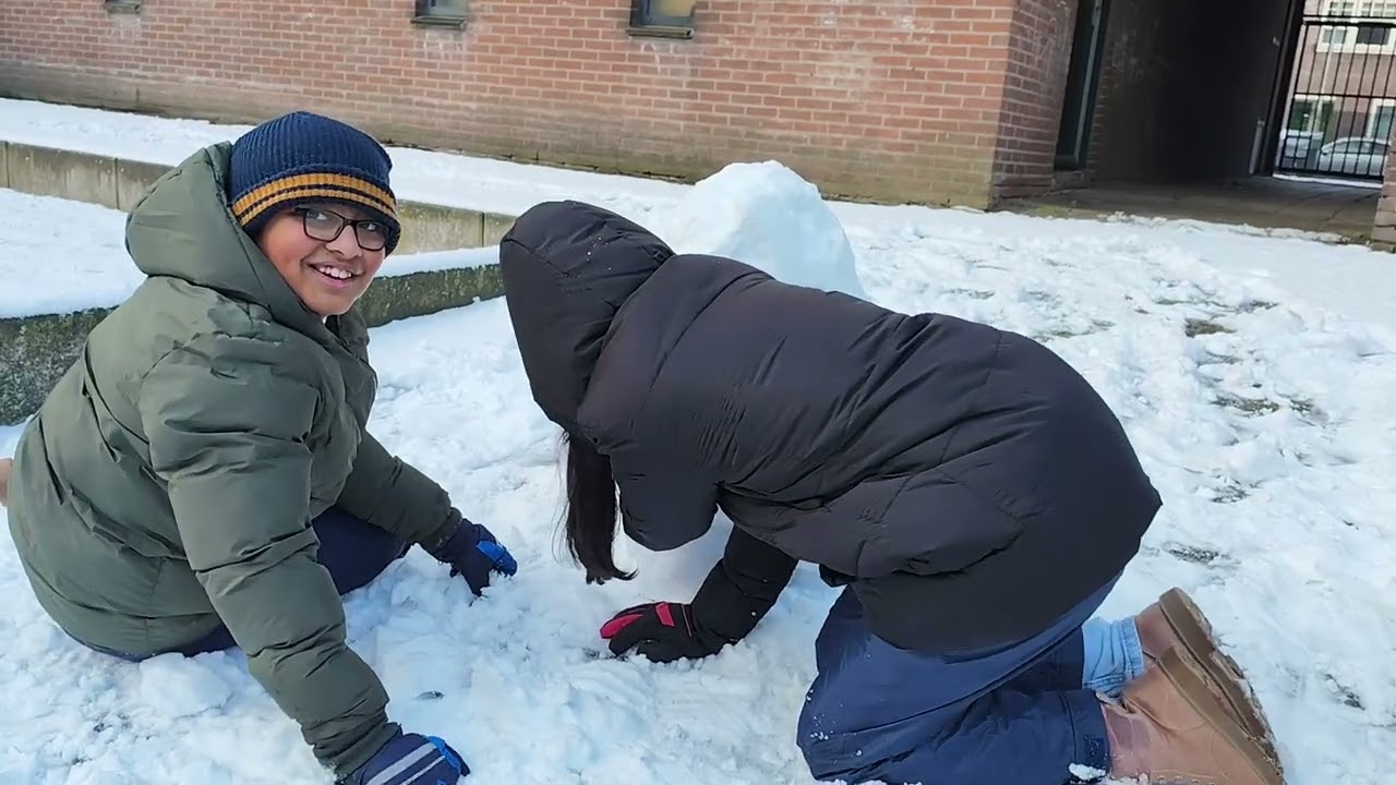 My bunnies are playing in snow 