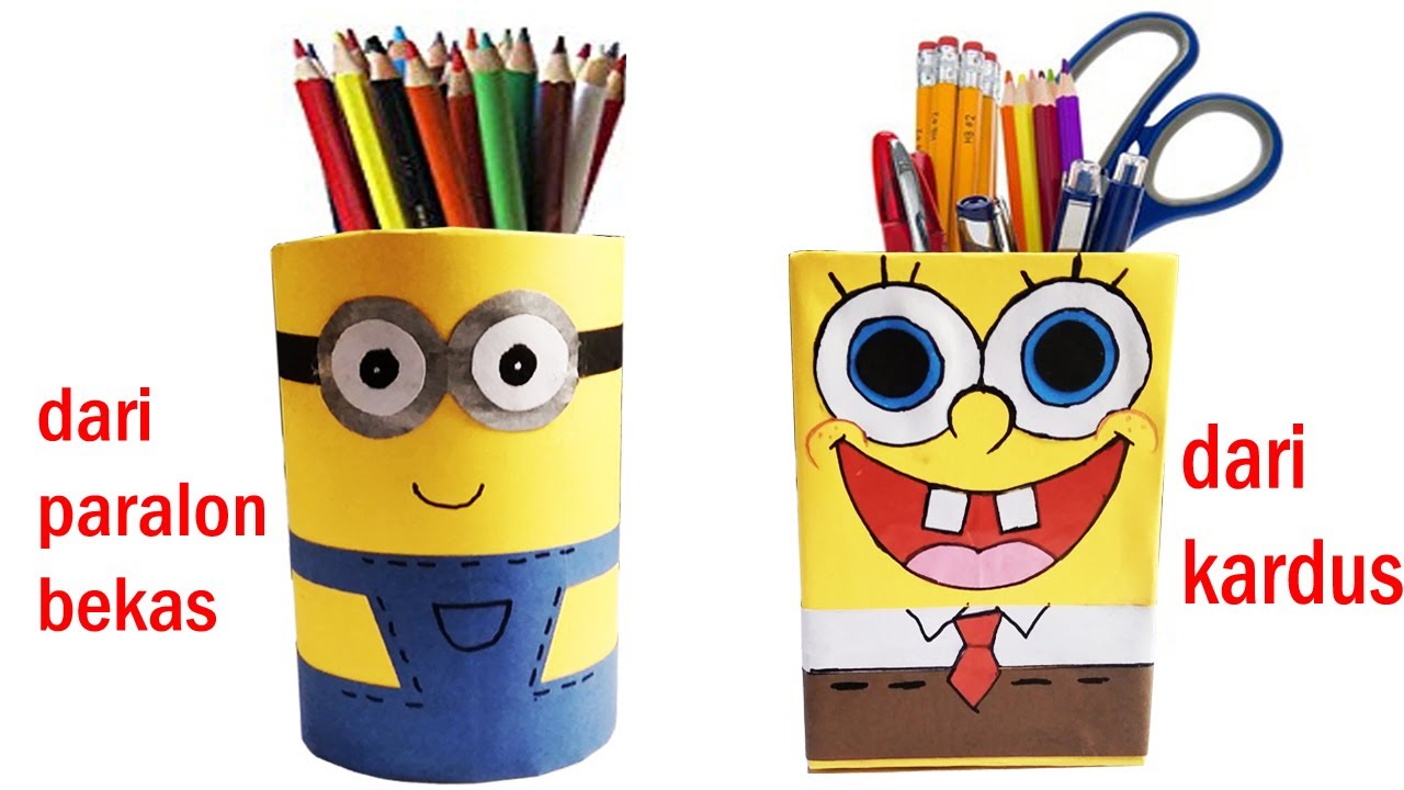 DIY Cara membuat kotak pensil  dari kardus bekas ide 