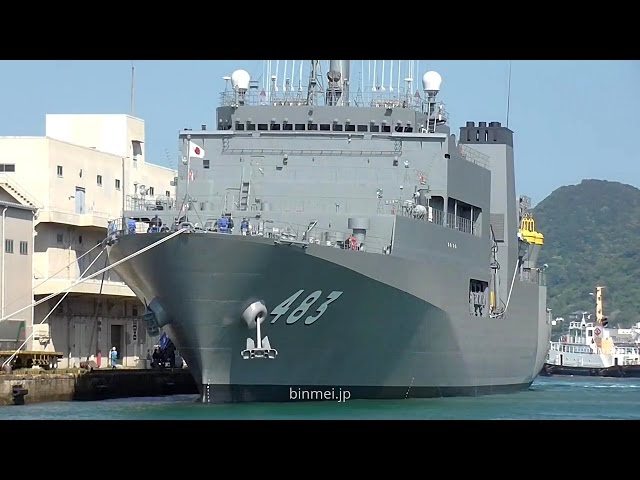 海上自衛隊 敷設艦むろと 下関港接岸作業 JMSDF ARC-483 JS Muroto