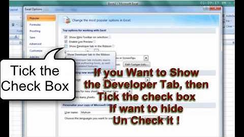 How to Enable/Disable Developer Tab Excel 2007