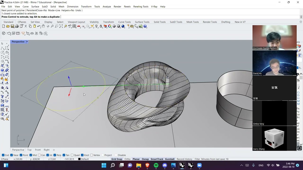 Rhino Tutorial 5:  Offset Commands and Layers