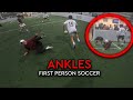 Ankles taken in indoor soccer  first person football  soccer pov indoor