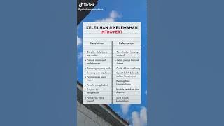 kelebihan dan kelemahan seorang introvert #sifat #perilaku #introvert