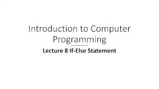 Introduction to Computer Programming In Urdu Lecture 8 If Else