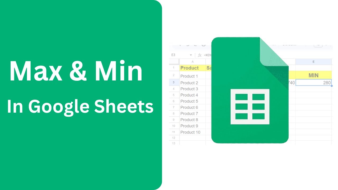 MAX and MIN Formulas in Google Sheets | Quick & Easy Tutorial - YouTube