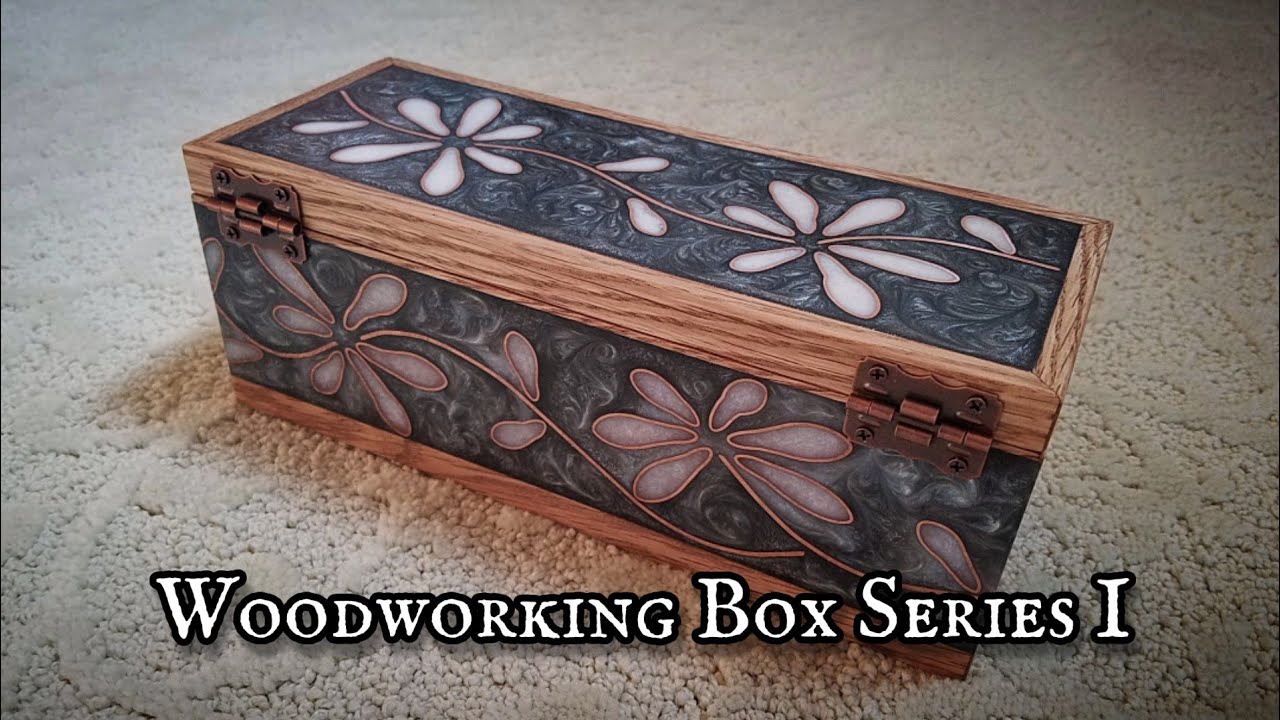 Woodworking...Oak Box With Copper & Resin Floral Inlay #woodandresinbox #woodworking #copperinlay