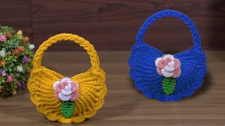 Wow! Super👌easy crochet knitting mini purse 👛#tığ işi örgü mini çanta #woollen craft #tunusişi #knit