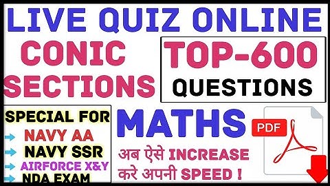Conic Section || Live Online Quiz For Navy Airforce Army and NDA Exam || Daily at 9pm ||