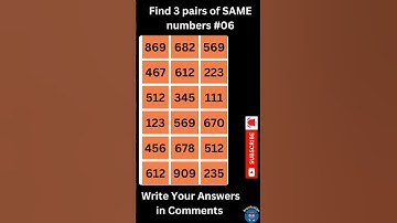 Find 3 pairs of Same Numbers | Only a Genius can Find Them | Hard Level