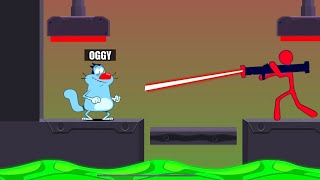 Oggy Beat The Laser Cannon Stick Man With Jack | Rock Indian Gamer |