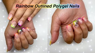 Rainbow Outlined Polygel Nails! Nail Tutorial | Live Stream