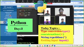 Day-3 || Python || Topics - input() , type() , string repetition, concatenation
