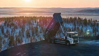 Electric Scania Truck In Action At Lkab Mine In Northern Sweden