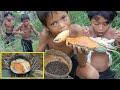 Primitive technology  eating delicious  cooking crab recipe