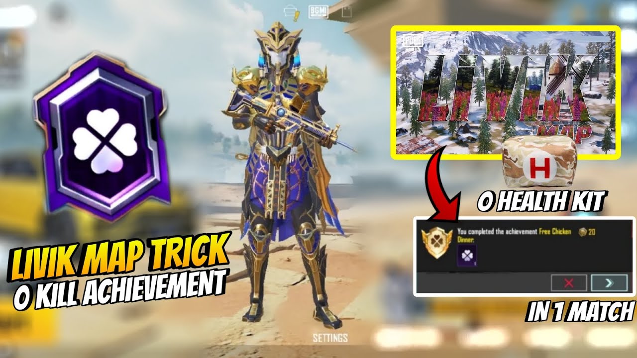 How To Complete ( Free Chicken Dinner ) Achievement In Livik Map 2024 | Get Pacifist title | BGMI