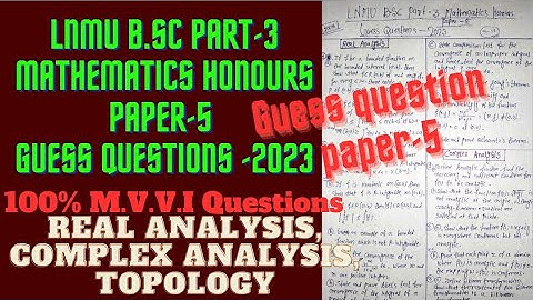 LNMU B.Sc Part-3 Mathematics Honours Paper -5 Guess Question -2023 || 100% M.V.V.I