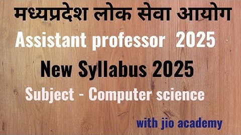 Computer science Mppsc assistant professor 2025 subject #Computer science  syllabus@jioacademy4279
