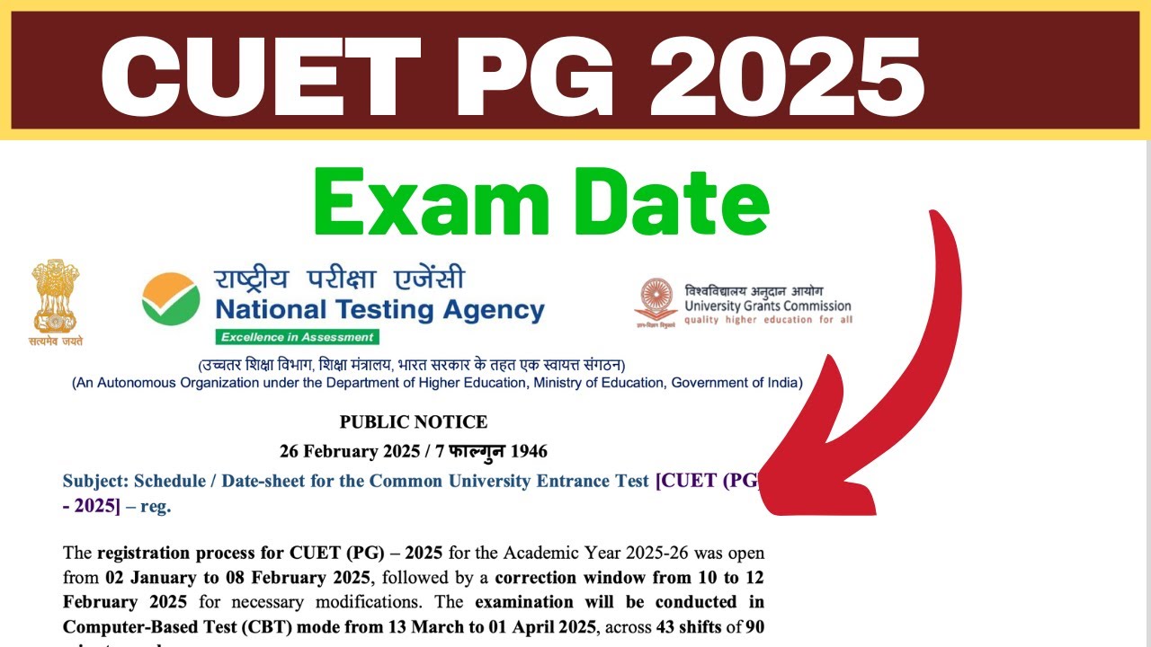 CUET PG 2025 Exam Date Announced | Exam Update - YouTube