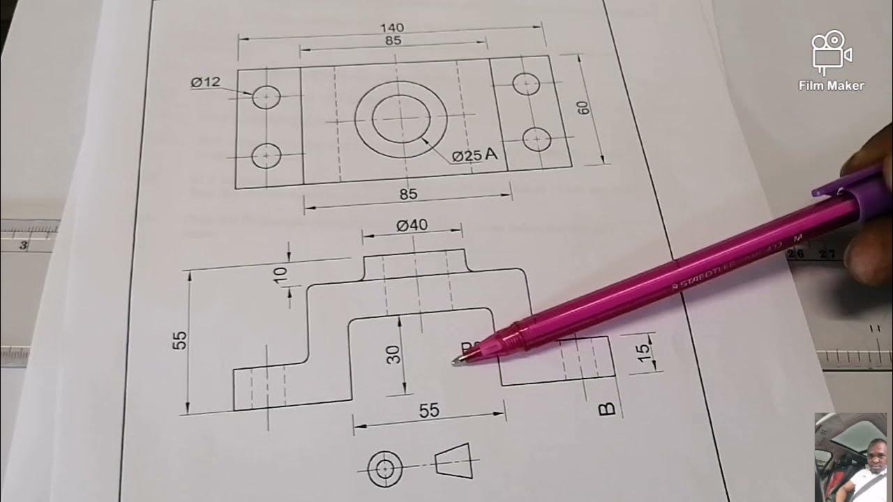 Sectional Drawing in Third Angle Orthographic Projection N2 YouTube