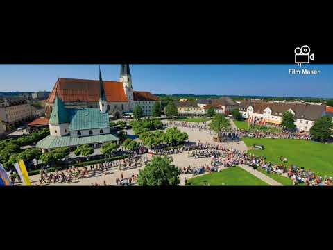 The beautiful german town of Altotting near Munchen , Germany . "Kapellplatz".