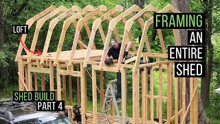 How to frame an entire shed | Barn Style | loft | Shed Build Part 4