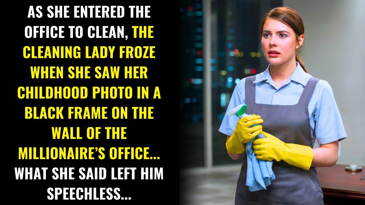 THE CLEANING LADY WAS STUNNED TO SEE HER CHILDHOOD PHOTO IN THE MILLIONAIRE’S OFFICE...