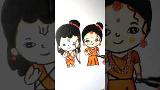 Day 19/30 Cute God Drawing Series || Cute Bal Ram Sita Drawing ??? || cuteram ramsiyaram shorts