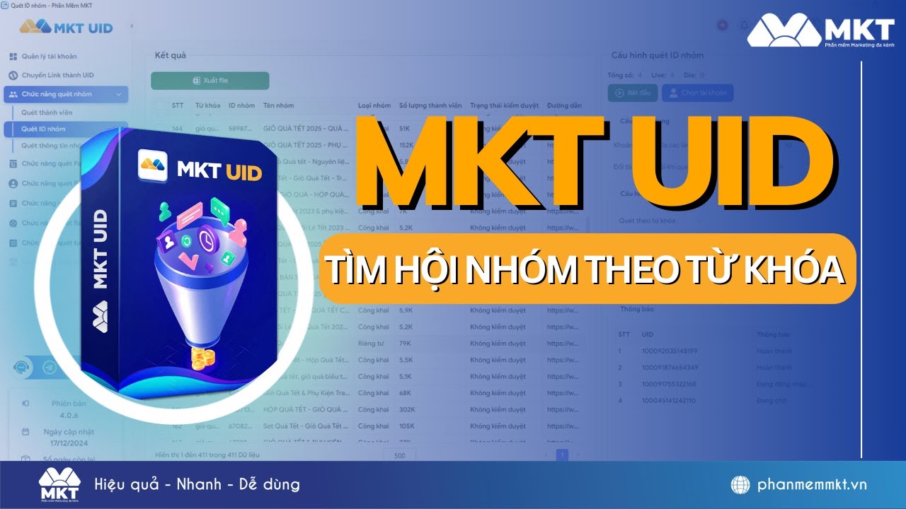 MKT UID -Tìm Nhóm Facebook Theo Từ Khóa | Phần Mềm MKT - YouTube