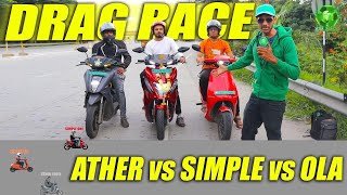 Simple ONE - DRAG RACE with ATHER & OLA | Acceleration + Speed + Control