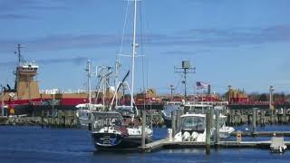 Cape Cod Canal Marine Ship Traffic as seen from the bow of Valkyrie at Sandwich Marina Spring 2022