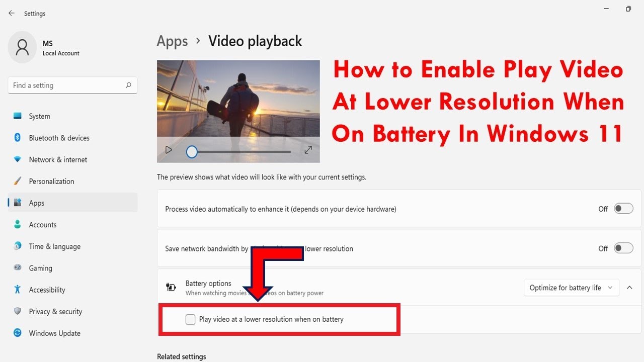 How to Enable Play Video At Lower Resolution When On Battery In Windows ...
