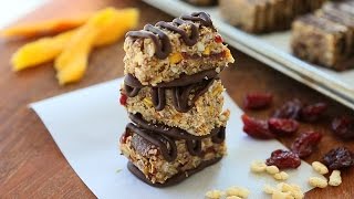 Chocolate Fruity Granola Bars - no bake GF - healthy snack