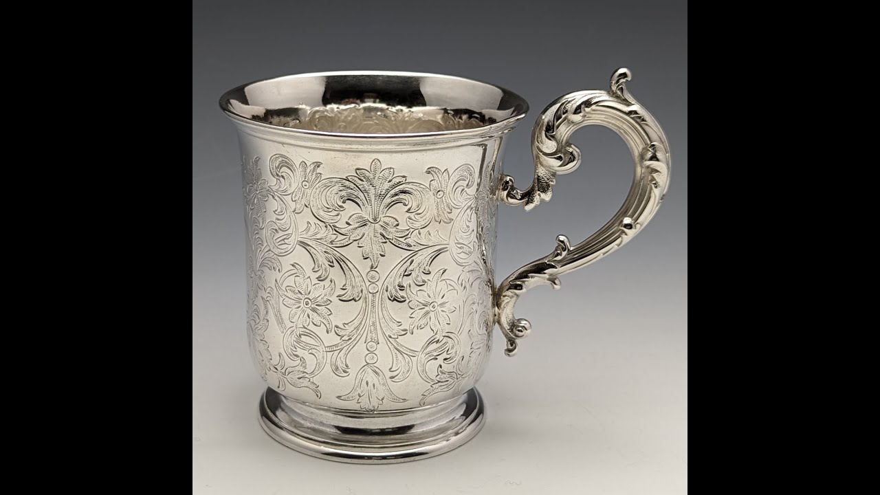1854年 英国アンティーク 純銀製マグカップ 132g Edward&John Barnard