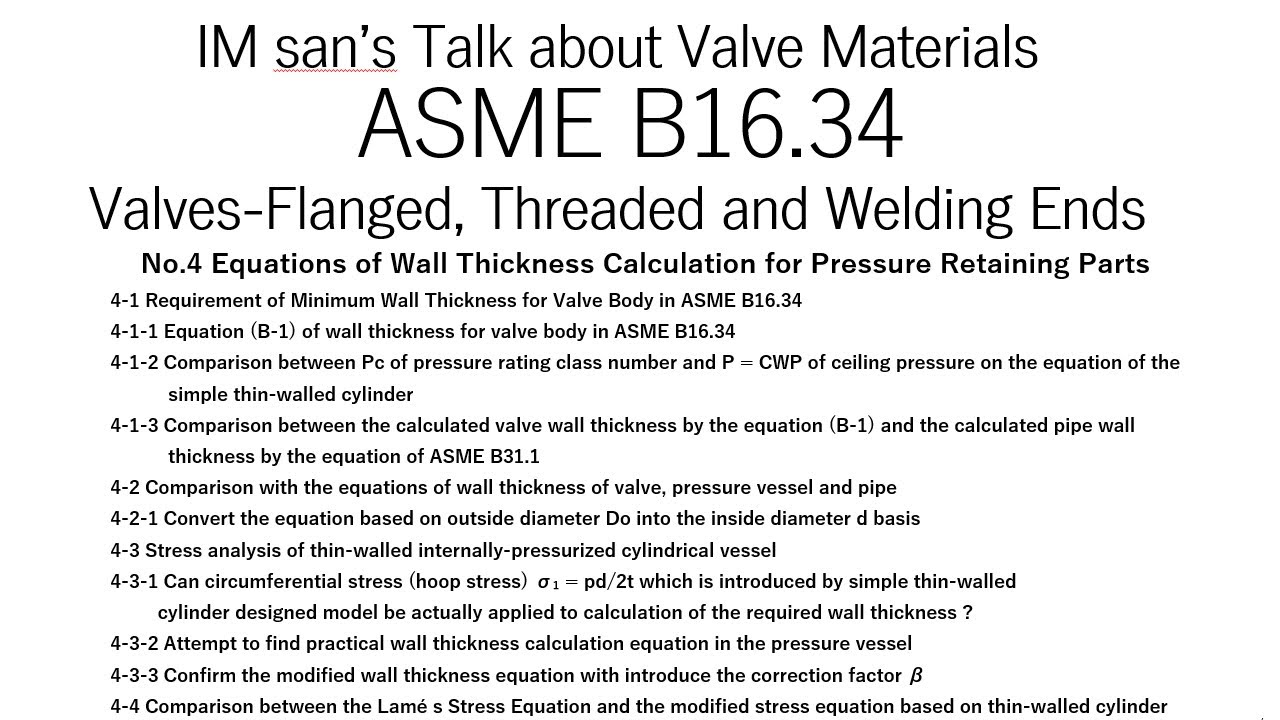 No.4 Equations of Wall Thickness Calculation for Pressure Retaining Parts