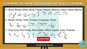 Exercise No.39 (Hook R and L) - Pitman Shorthand Dictation - KZ Learning #shorthand