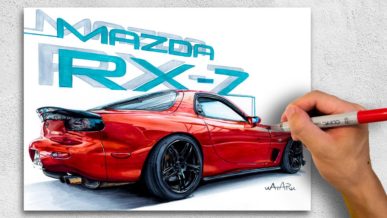 Fd3s 手描きカーイラスト Rx 7 Fd3s編 制作15時間 Youtube