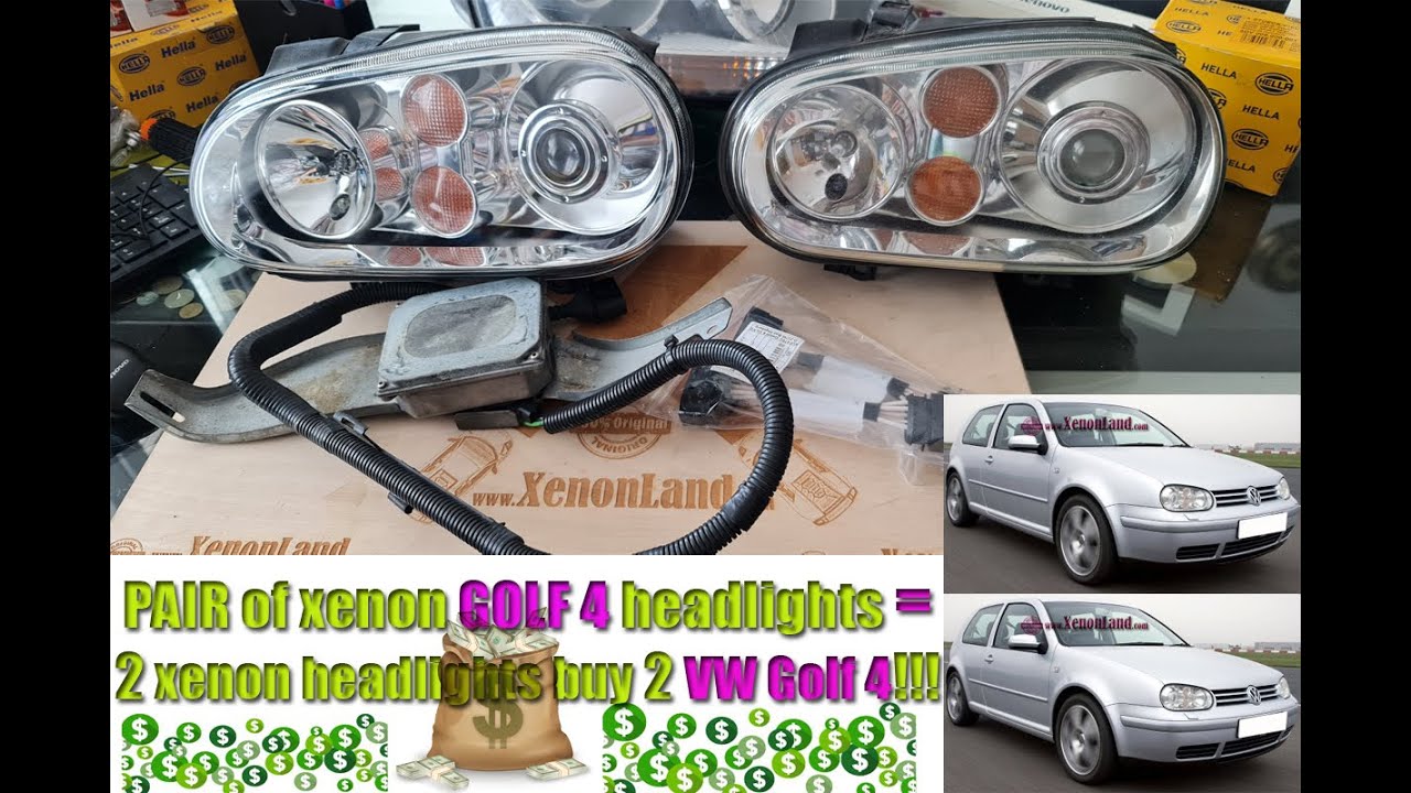 VW Golf MK-4 xenon headlight types. GOLFmania: A pair of xenon headlights  buys 2 VW Golf MK-4 cars! - YouTube