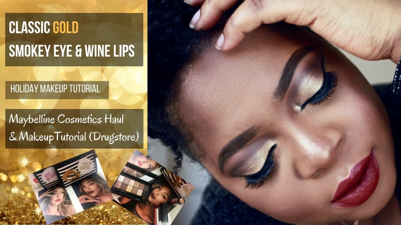 Gold Smokey Eyes Wine Lips Affordable Holiday Makeup Tutorial 2016