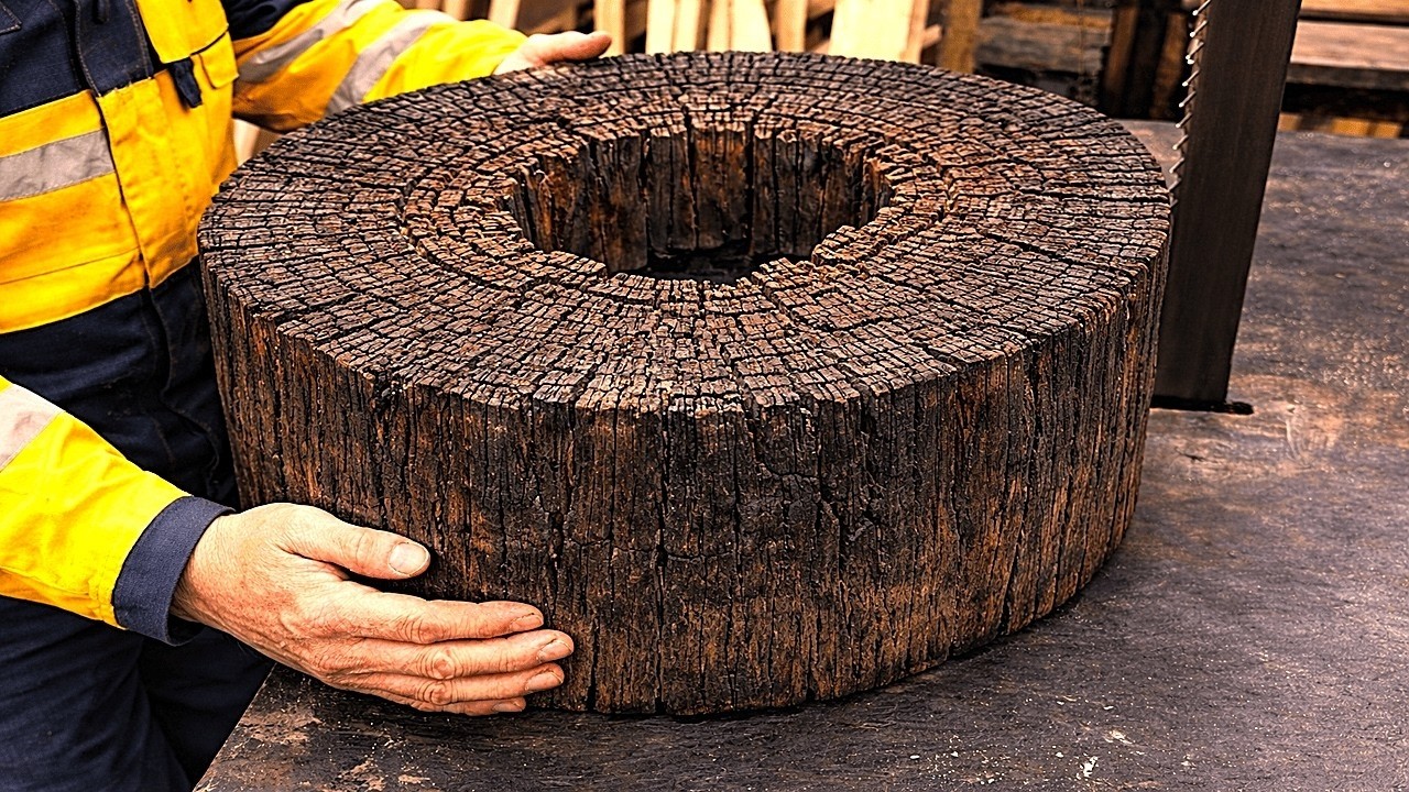 From a Rotten Hollow Log to a Masterpiece – Extreme Woodworking Transformation