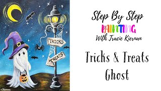 How To Paint Tricks Or Treats Ghost - Acrylic Tutorial For Beginners