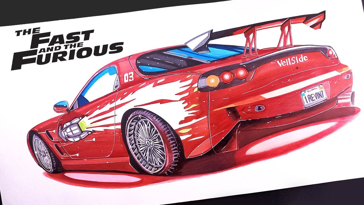 THE FAST AND FURIOUS # 2 | Dom`s Mazda RX-7 Drawing - YouTube
