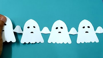 How to make paper chain Ghost, Halloween crafts, decorations
