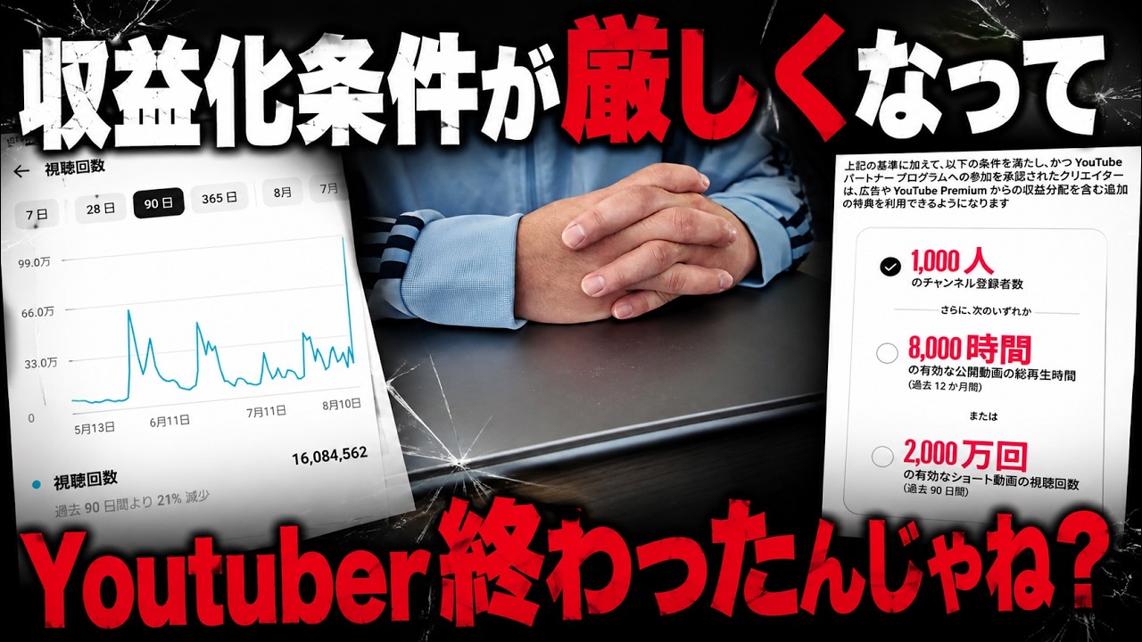 Youtubeのルール変更でユーチューバーは完全に終わりました【収益化プログラム厳格化について】