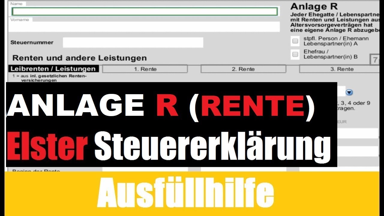 Anlage R Elster Elster Tutorial Steuererklarung Selber Machen Youtube